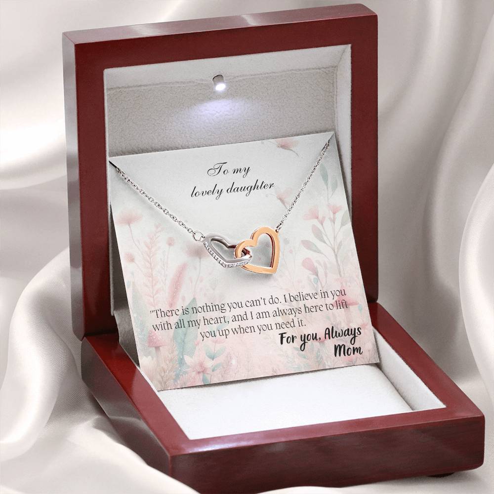 To My Lovely Daughter - Interlocking Hearts Necklace
