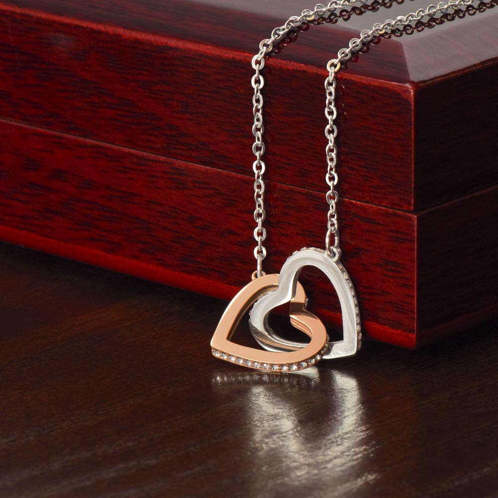 To My Wife -  I' love you, always and forever - Interlocking Hearts Necklace
