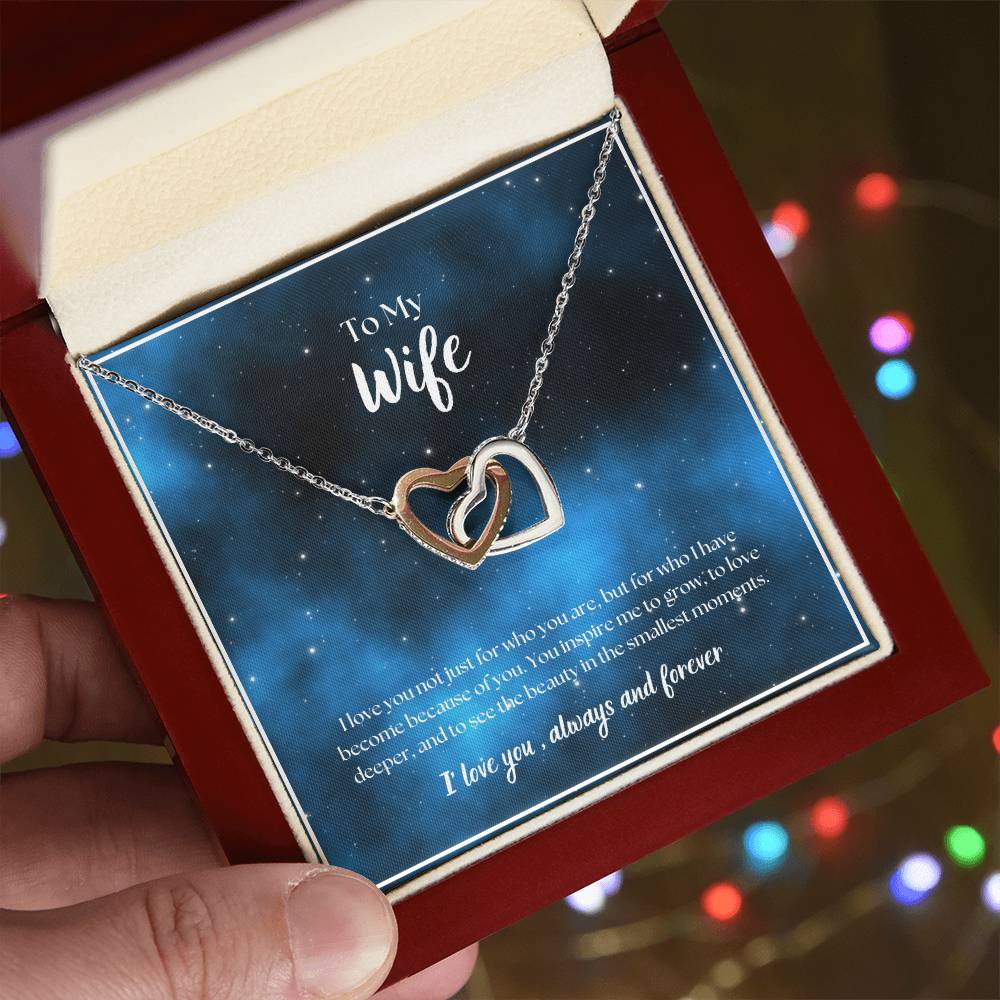 To My Wife - I' love you, always and forever -  Interlocking Hearts Necklace