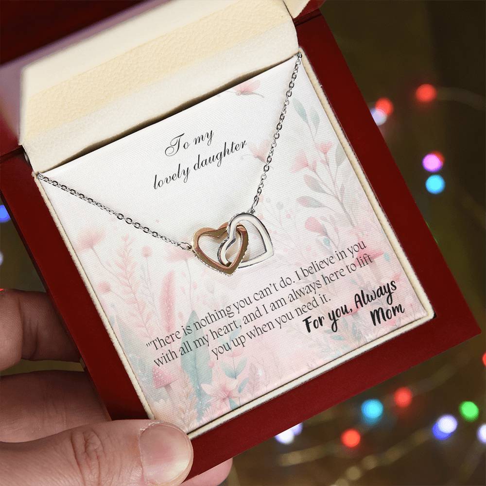 To My Lovely Daughter - Interlocking Hearts Necklace