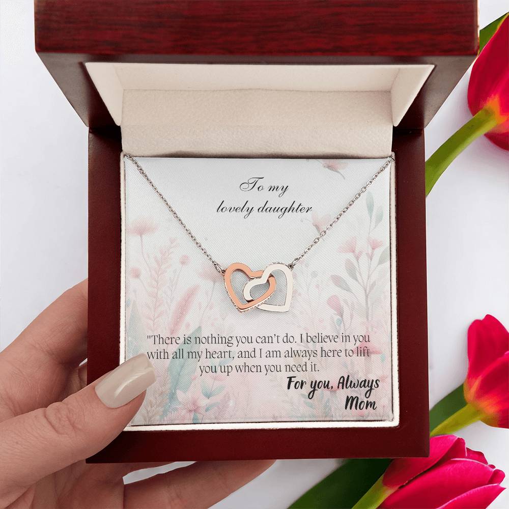 To My Lovely Daughter - Interlocking Hearts Necklace