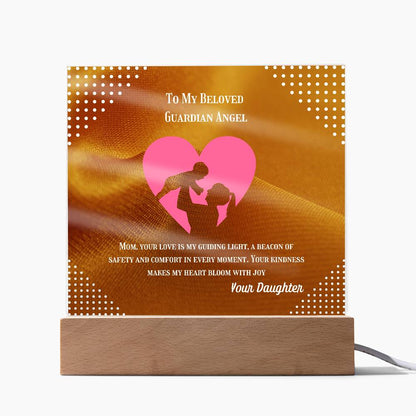 To My Beloved Guardian Angel” Acrylic Plaque, Elegant Printed Square Keepsake, Heartfelt Memorial Gift, Perfect for Remembrance or Tribute