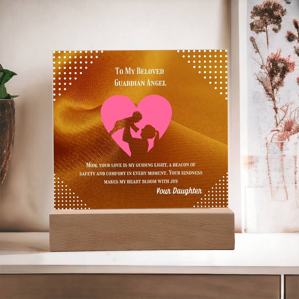 To My Beloved Guardian Angel” Acrylic Plaque, Elegant Printed Square Keepsake, Heartfelt Memorial Gift, Perfect for Remembrance or Tribute