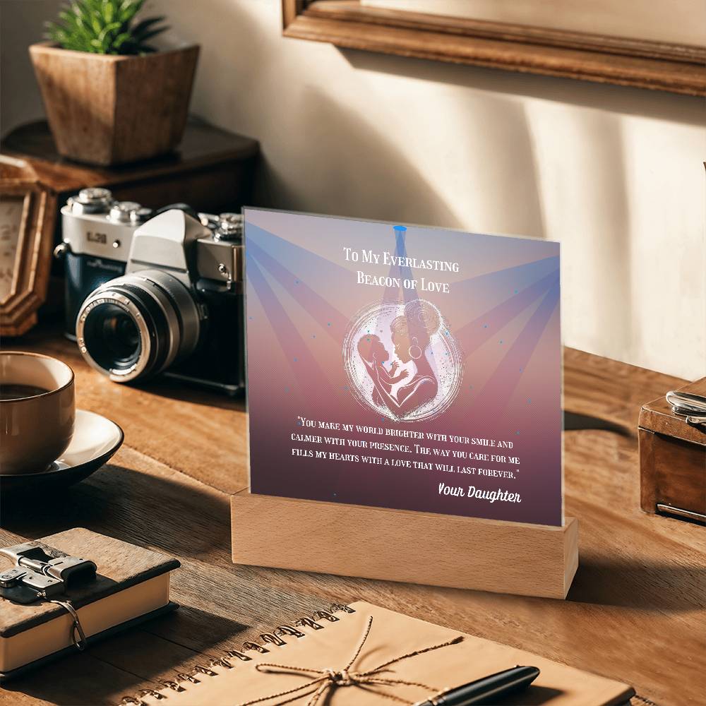 To My Mother - To My Everlasting Beacon of Love -  Acrylic Plaque, Heartfelt Printed Square Keepsake, For Mother's Day or Special Occasion